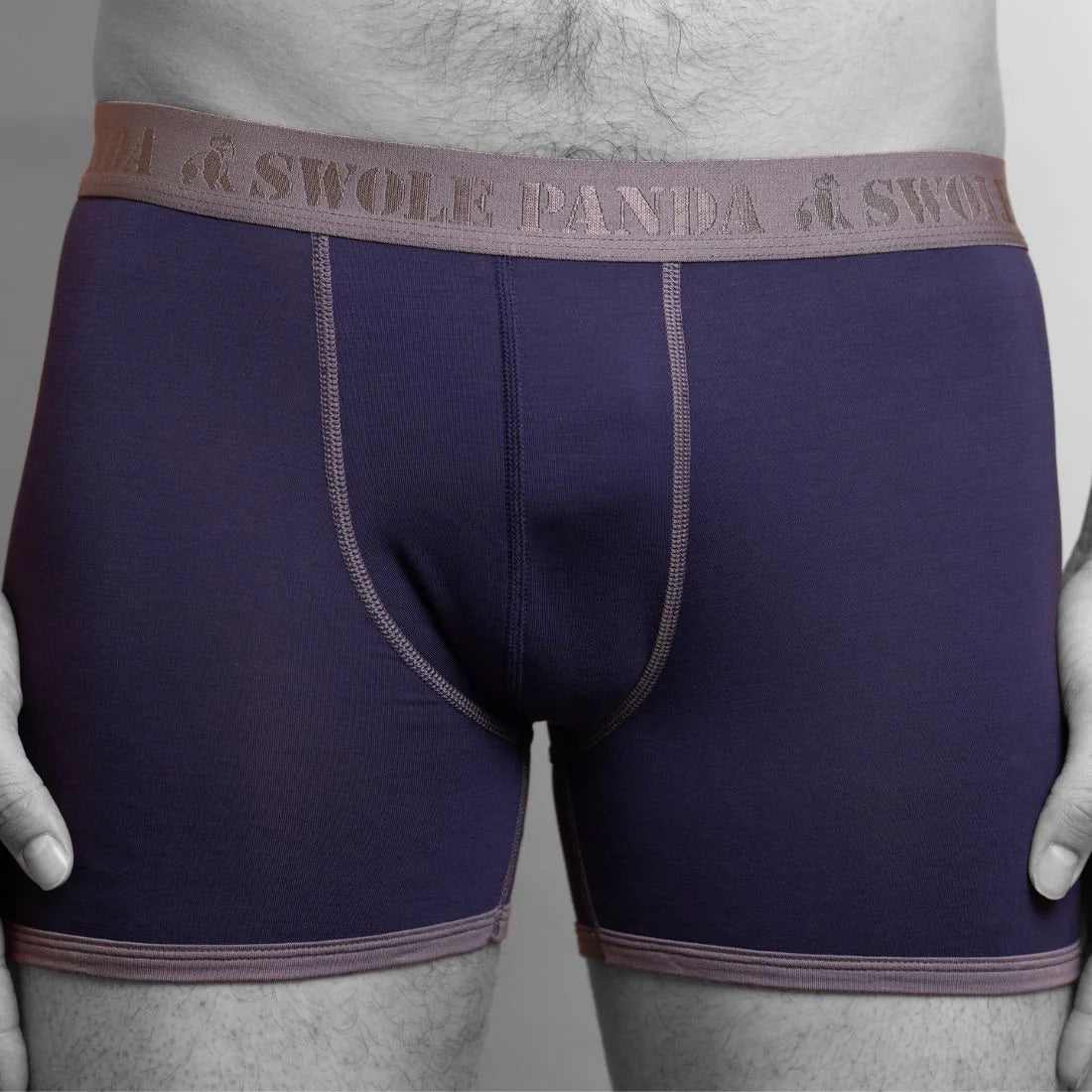 Boxershorts Bambus navy, graues Band SWOLE PANDA