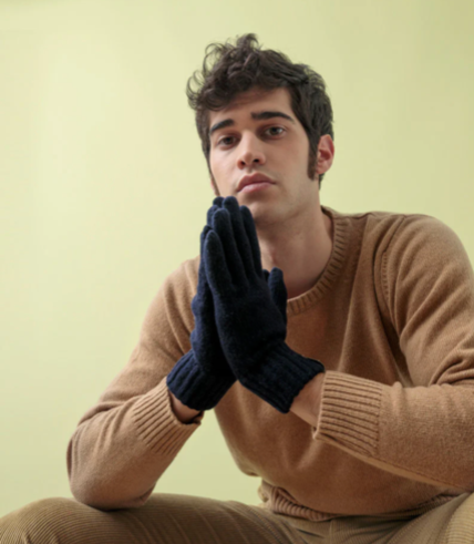 Herren-Handschuhe Pier Paolo RIFO 🍀 recyceltes Kaschmir blue